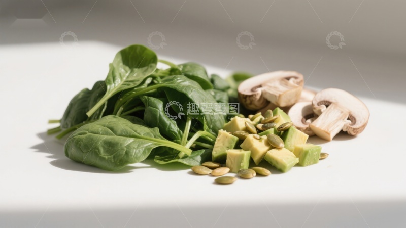高清大图下载【趣麦麦图】新鲜蔬菜与坚果组合