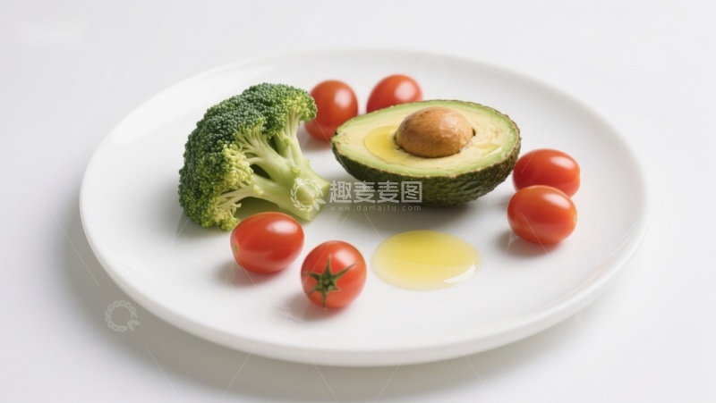 高清大图下载【趣麦麦图】盘中新鲜蔬菜与牛油果