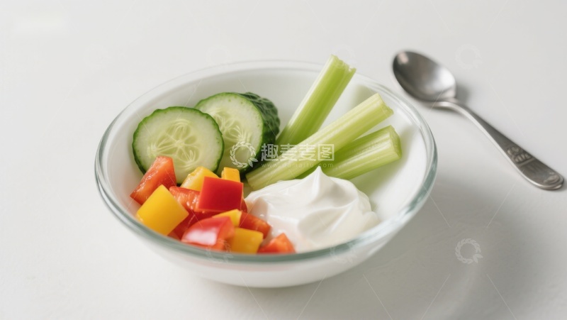 高清大图下载【趣麦麦图】蔬菜沙拉配酸奶