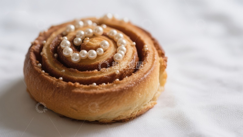 高清大图下载【趣麦麦图】珍珠装饰的螺旋面包