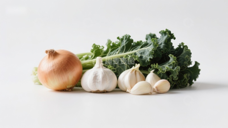 高清大图下载【趣麦麦图】洋葱大蒜羽衣甘蓝静物