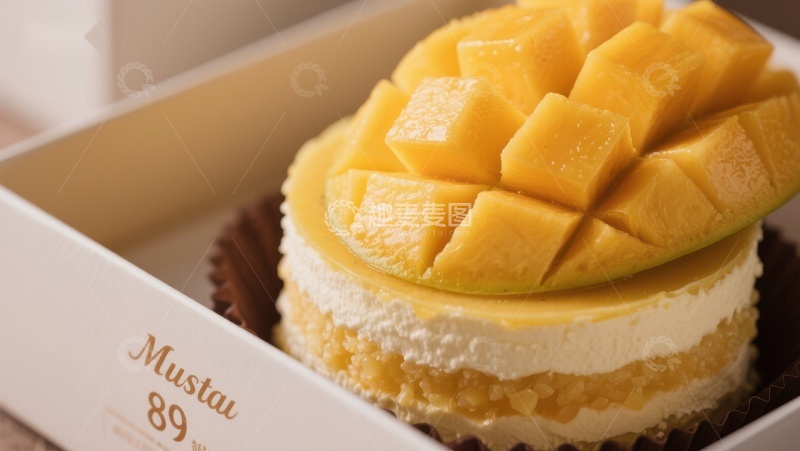 高清大图下载【趣麦麦图】芒果奶油蛋糕特写