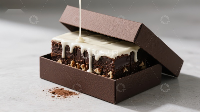 高清大图下载【趣麦麦图】巧克力蛋糕淋上奶油酱