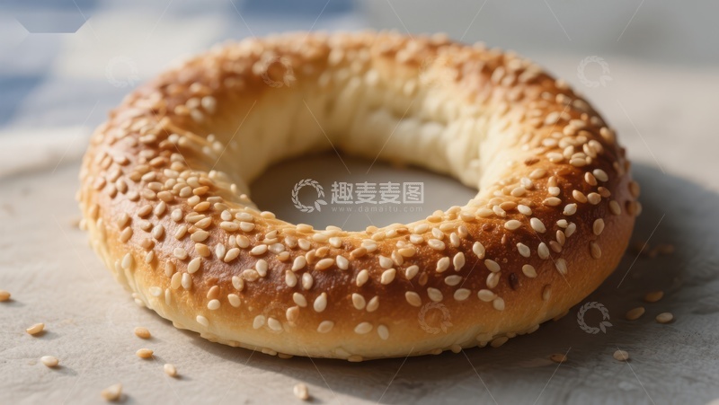 高清大图下载【趣麦麦图】新鲜芝麻贝果特写