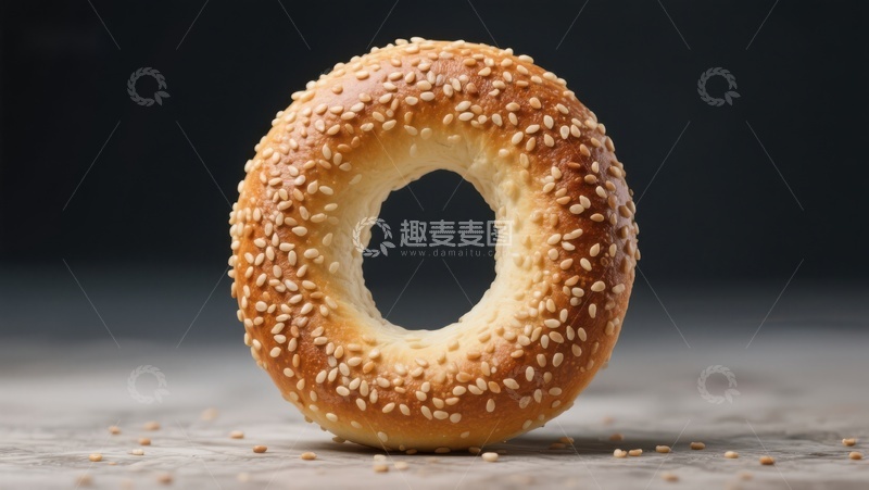 高清大图下载【趣麦麦图】芝麻贝果特写