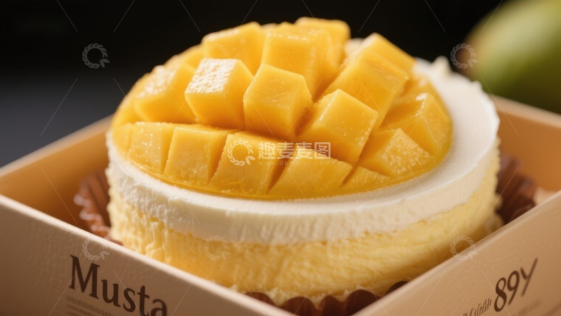 高清大图下载【趣麦麦图】芒果奶油蛋糕特写