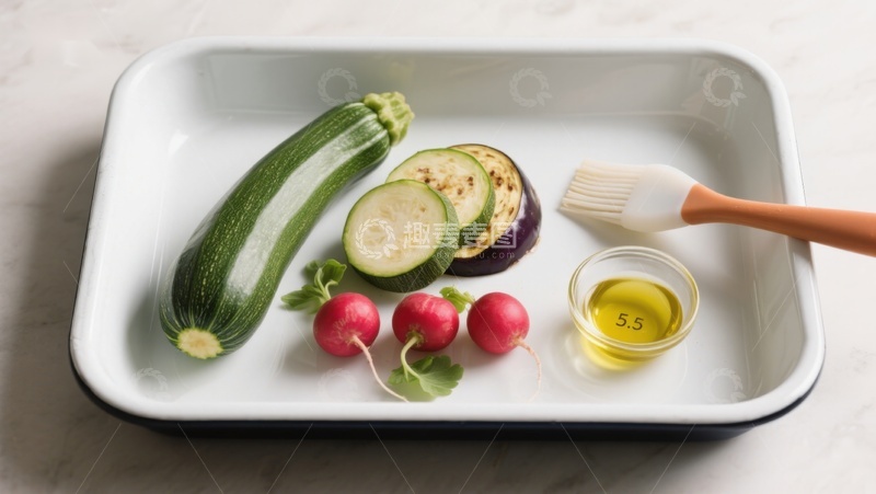 高清大图下载【趣麦麦图】蔬菜与橄榄油准备烤制