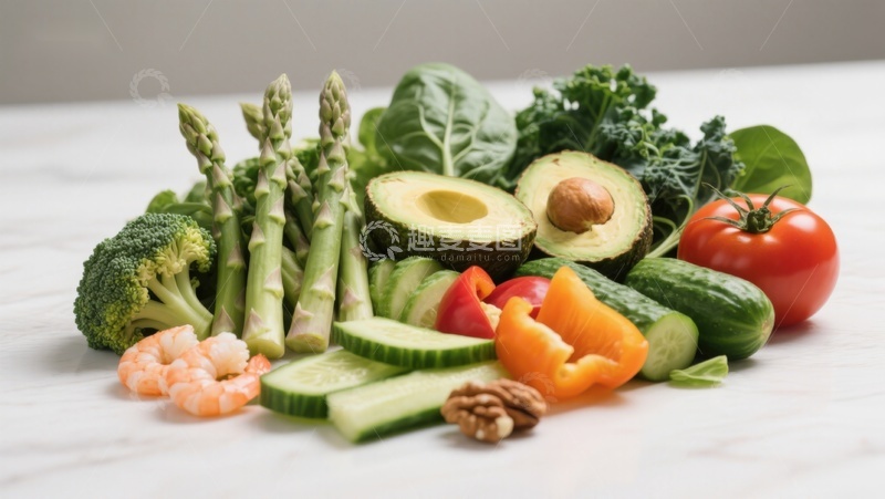 高清大图下载【趣麦麦图】新鲜蔬菜与海鲜组合