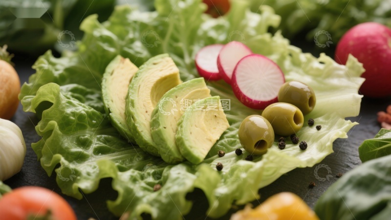 高清大图下载【趣麦麦图】新鲜蔬菜与牛油果拼盘