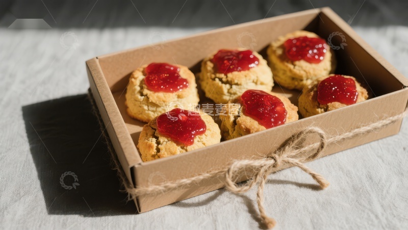高清大图下载【趣麦麦图】盒装果酱饼干