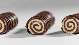 巧克力螺旋卷甜点特写