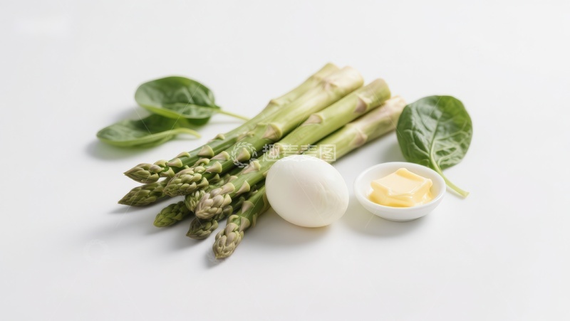 高清大图下载【趣麦麦图】芦笋鸡蛋与黄油食材组合