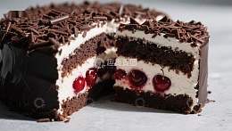 巧克力樱桃蛋糕切片展示