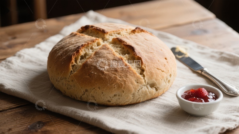 高清大图下载【趣麦麦图】新鲜出炉的面包配果酱