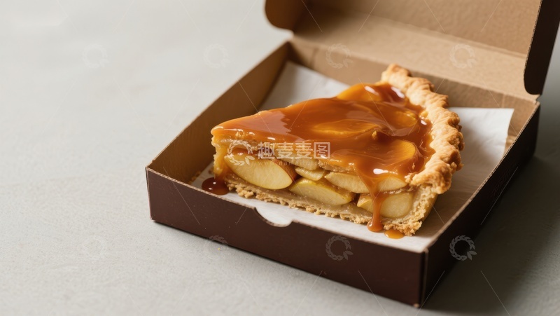 高清大图下载【趣麦麦图】焦糖苹果派，精美包装盒中