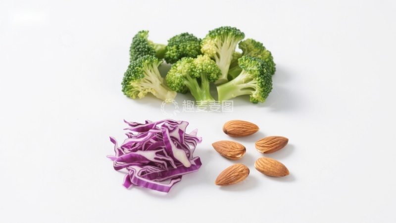 高清大图下载【趣麦麦图】西兰花紫甘蓝与杏仁