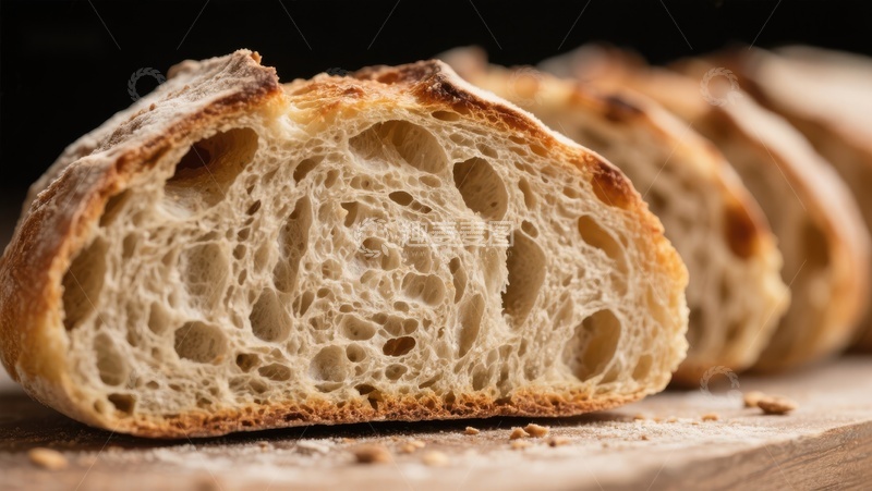 高清大图下载【趣麦麦图】新鲜切片面包的内部结构