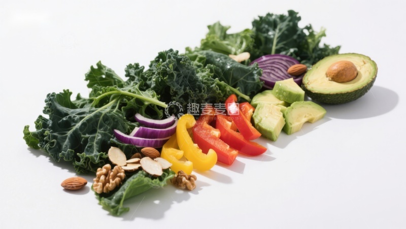 高清大图下载【趣麦麦图】新鲜蔬菜水果与坚果组合