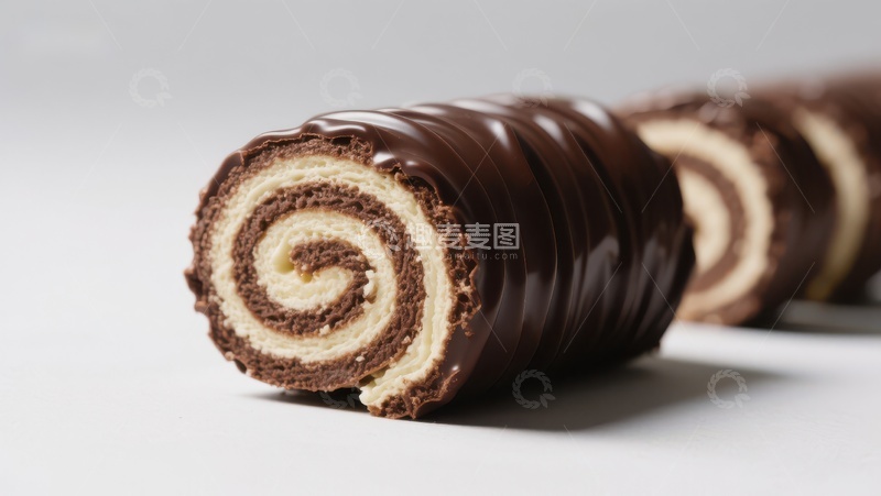 高清大图下载【趣麦麦图】巧克力包裹的奶油蛋糕卷