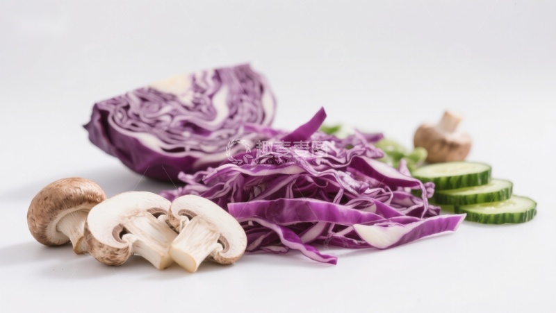 高清大图下载【趣麦麦图】紫甘蓝香菇黄瓜切片