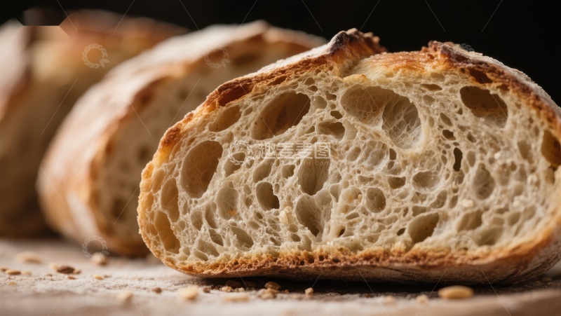 高清大图下载【趣麦麦图】新鲜出炉的面包切片特写