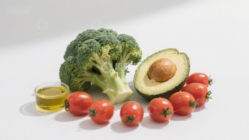 高清大图下载【趣麦麦图】新鲜蔬菜与健康油脂组合