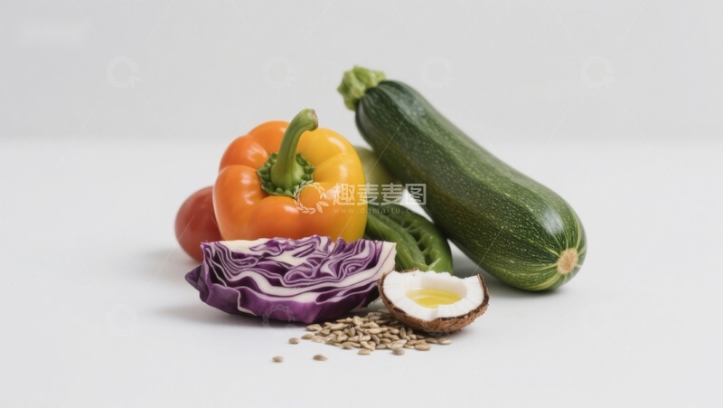 高清大图下载【趣麦麦图】新鲜蔬菜与坚果组合