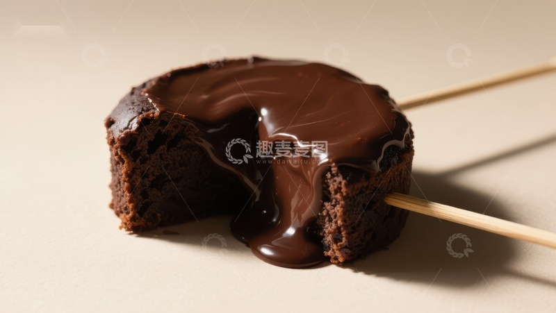 高清大图下载【趣麦麦图】巧克力蛋糕棒融化特写