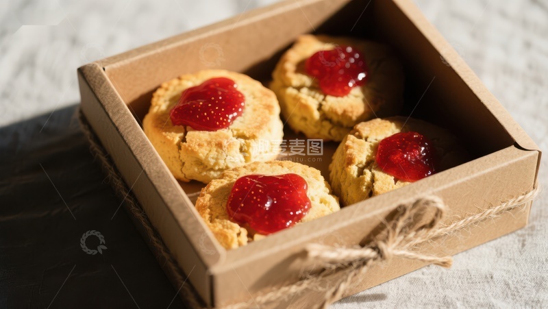 高清大图下载【趣麦麦图】草莓果酱饼干盒装