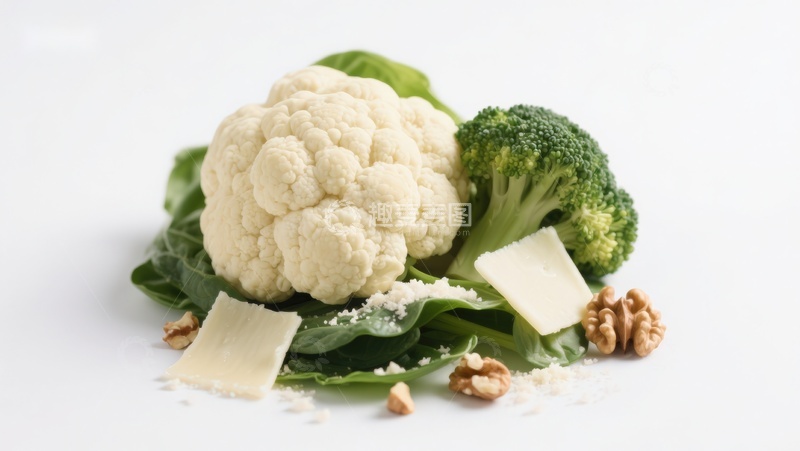 高清大图下载【趣麦麦图】花椰菜西兰花与坚果奶酪组合