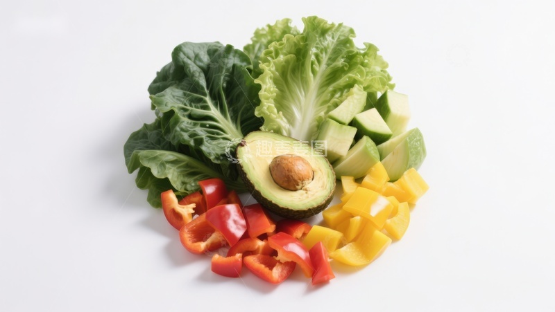 高清大图下载【趣麦麦图】新鲜蔬菜与牛油果切片