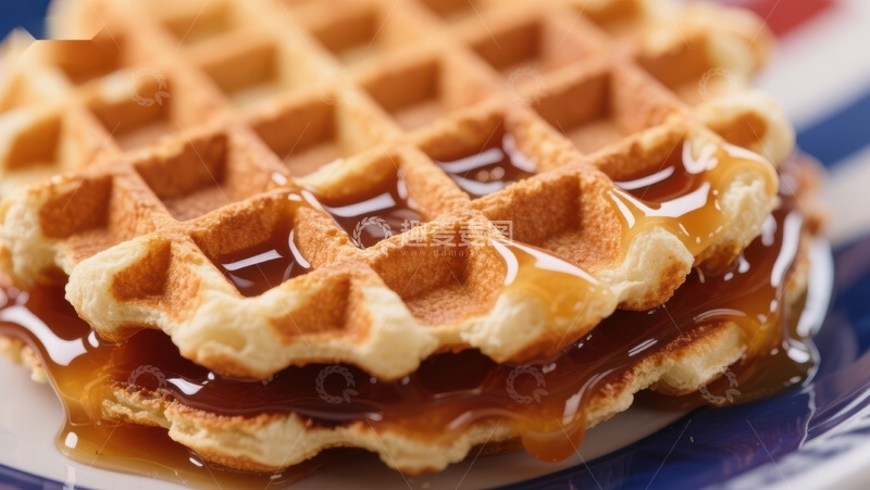 高清大图下载【趣麦麦图】蜂蜜淋洒的金黄华夫饼