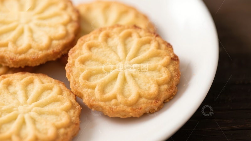 高清大图下载【趣麦麦图】金黄色花纹饼干