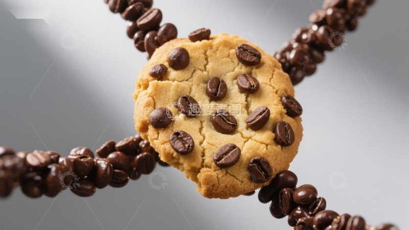高清大图下载【趣麦麦图】咖啡豆环绕的饼干