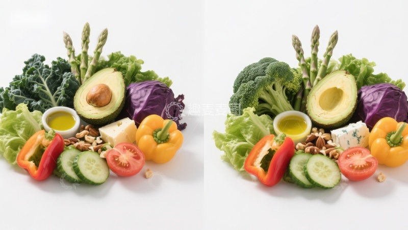 高清大图下载【趣麦麦图】新鲜蔬菜与健康食材组合