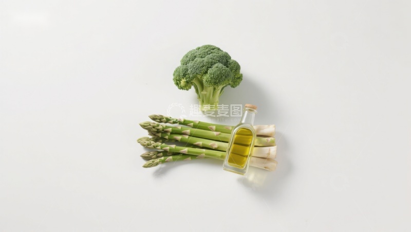 高清大图下载【趣麦麦图】西兰花芦笋与橄榄油摆拍