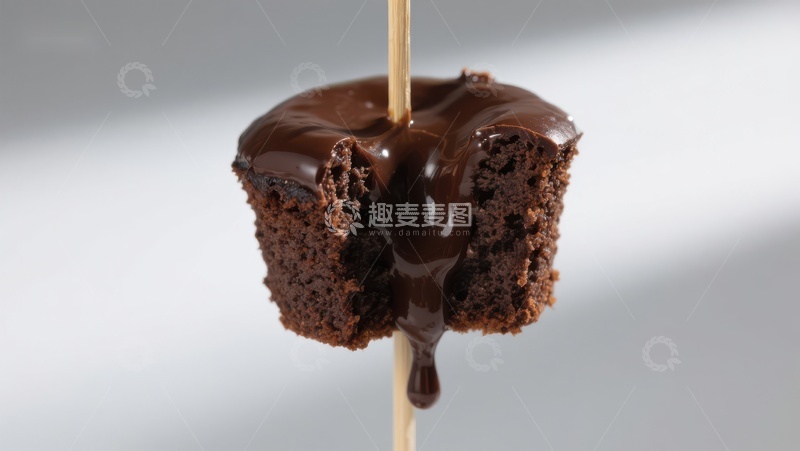 高清大图下载【趣麦麦图】巧克力蛋糕块插棍淋酱