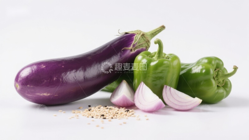 高清大图下载【趣麦麦图】-茄子青椒洋葱与香料