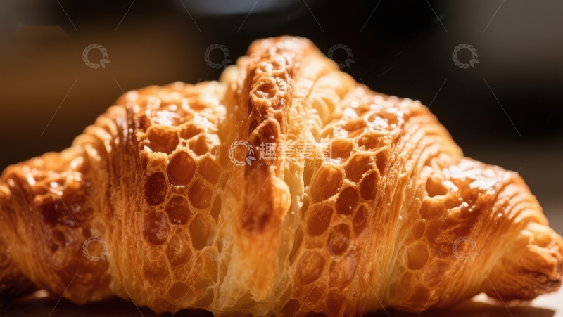 高清大图下载【趣麦麦图】金黄酥脆的羊角面包特写