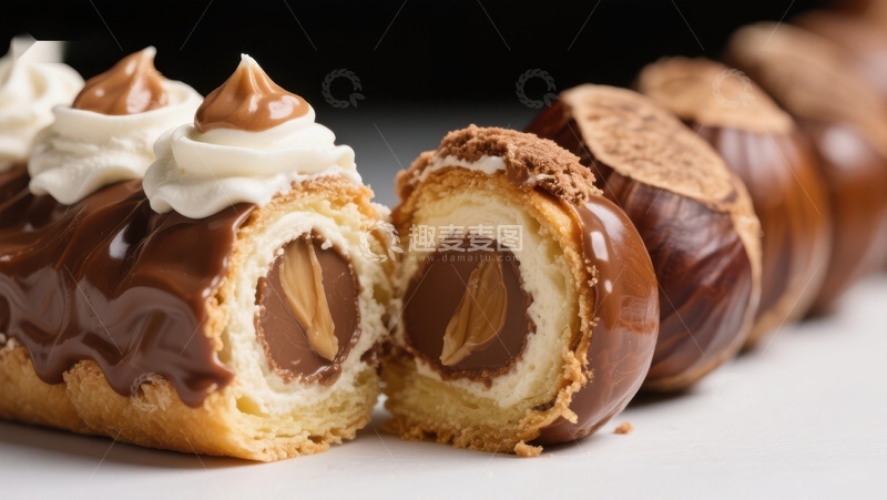 高清大图下载【趣麦麦图】巧克力奶油夹心甜点特写