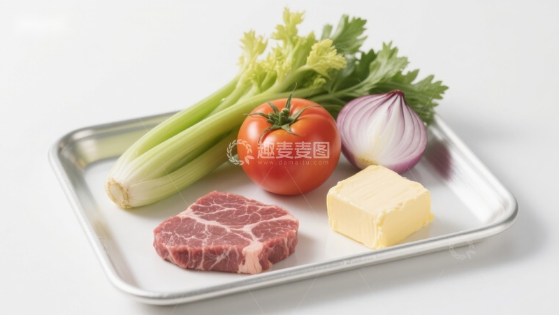 高清大图下载【趣麦麦图】食材摆盘：牛肉与蔬菜