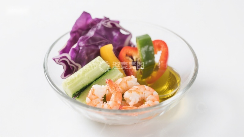 高清大图下载【趣麦麦图】虾仁蔬菜沙拉碗