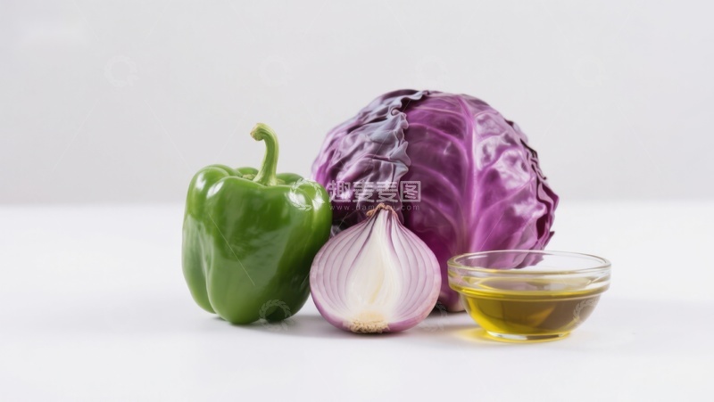 高清大图下载【趣麦麦图】新鲜蔬菜与食用油静物