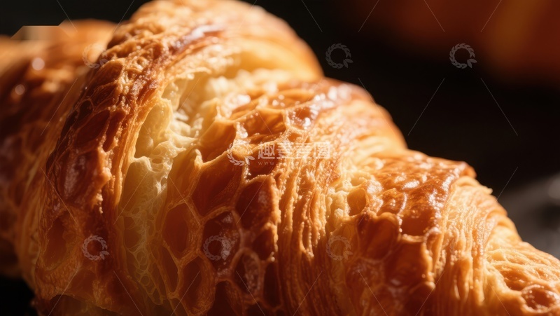 高清大图下载【趣麦麦图】金黄酥脆的羊角面包特写