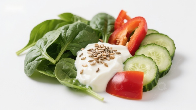 高清大图下载【趣麦麦图】新鲜蔬菜与酸奶沙拉