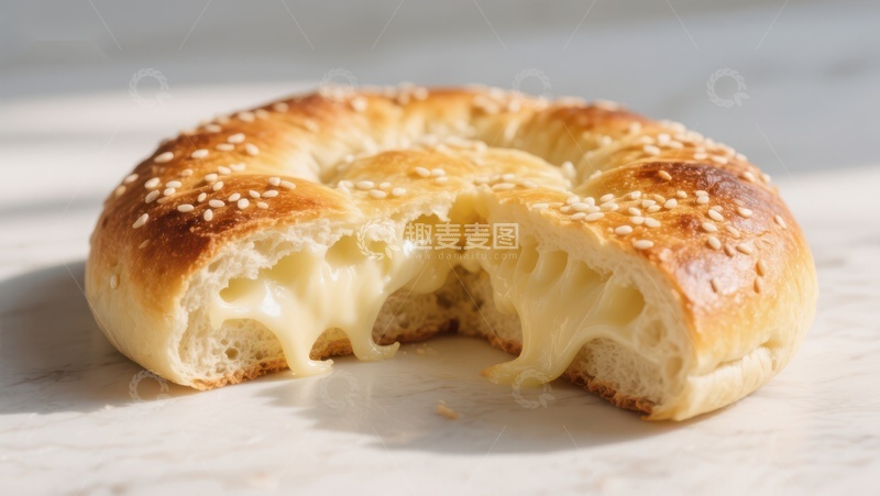 高清大图下载【趣麦麦图】芝士面包特写，金黄酥脆