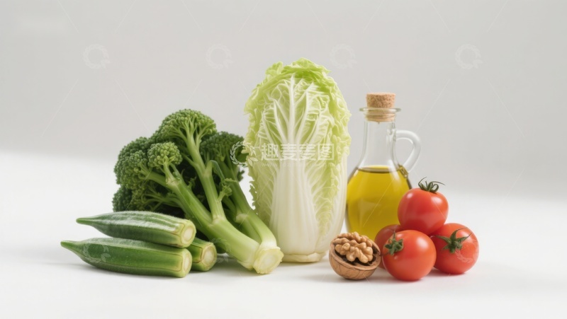 高清大图下载【趣麦麦图】新鲜蔬菜与橄榄油静物
