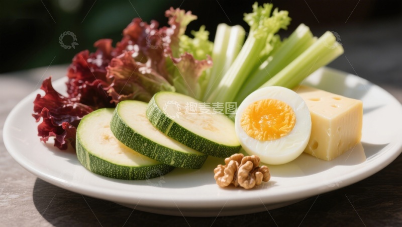 高清大图下载【趣麦麦图】健康蔬菜沙拉配鸡蛋奶酪