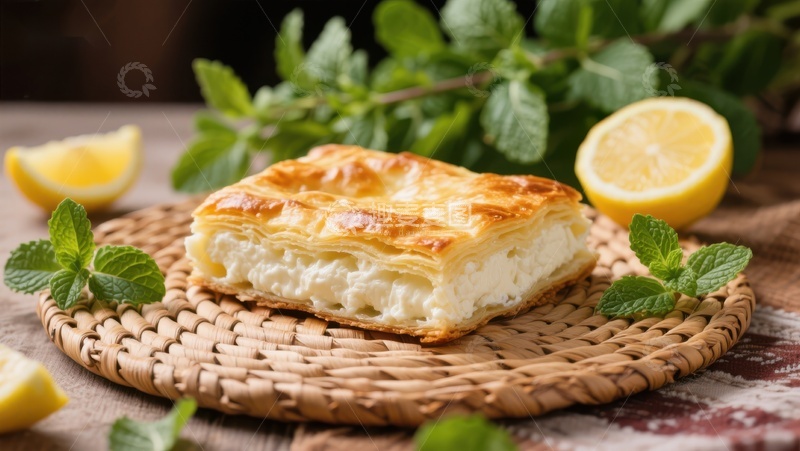 高清大图下载【趣麦麦图】酥皮奶酪糕点配柠檬薄荷