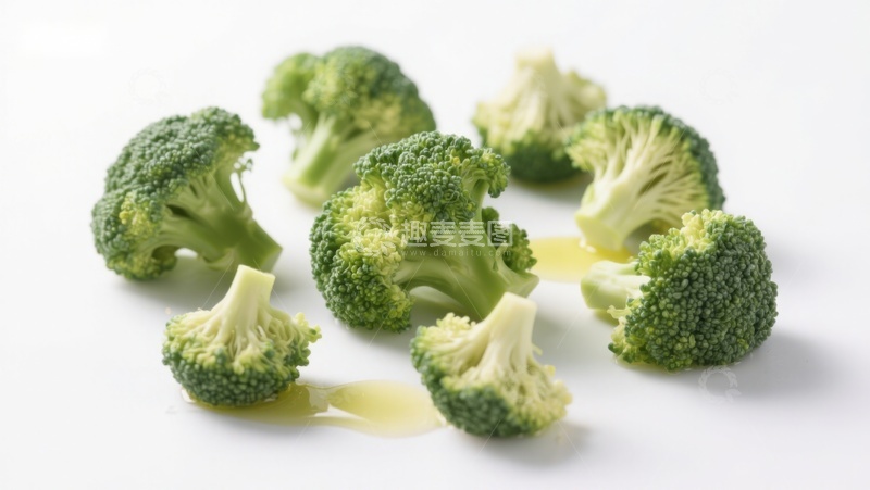 高清大图下载【趣麦麦图】西兰花切块与油滴特写